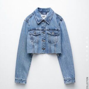 Zara Light Blue Cropped Denim Jacket